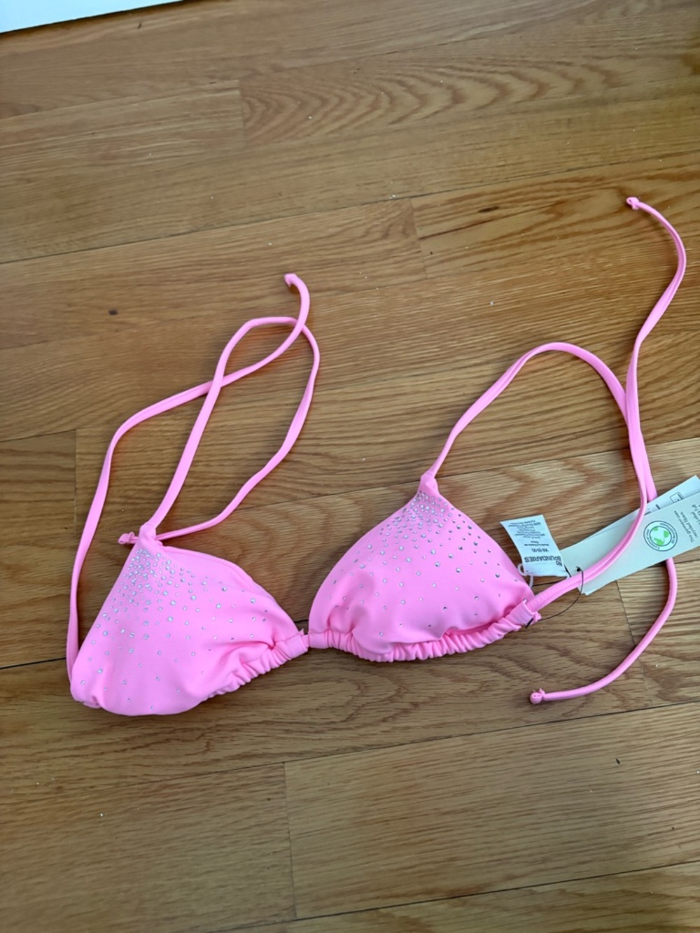 No Boundaries Pink Crystal Triangle Bikini Top